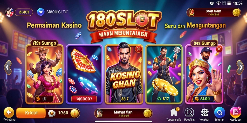 Tampilan gameplay menarik di 180SLOT yang menampilkan keseruan bermain Kasino.