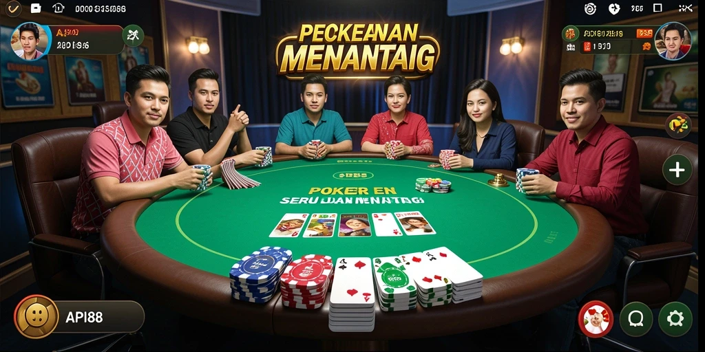 Tampilan gameplay Poker yang seru dan mendebarkan di API88.