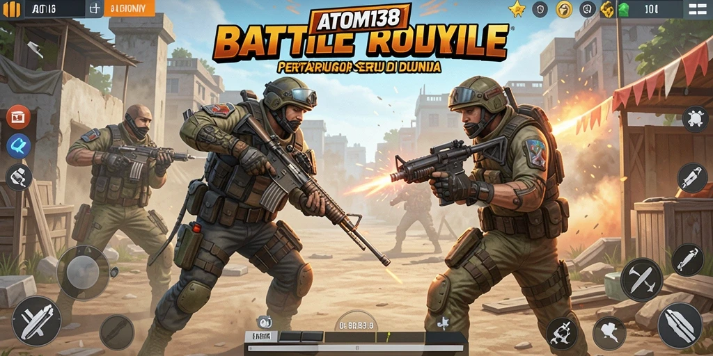 Tangkapan layar ATOM138 menampilkan aksi seru Battle Royale.