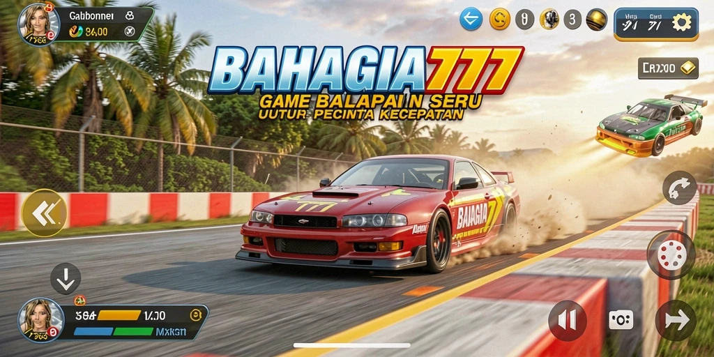 Gameplay seru BAHAGIA777 dalam action balapan yang mendebarkan.