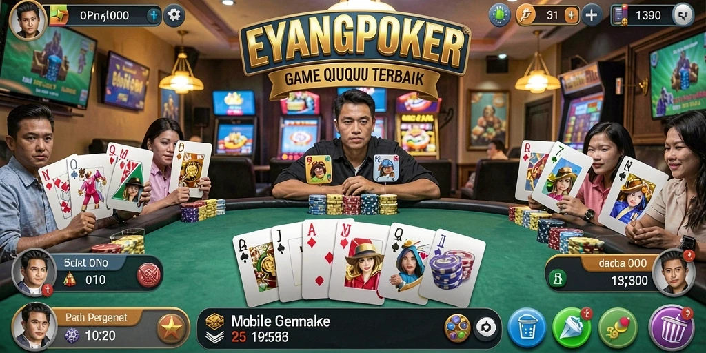 Tampilan gameplay seru dalam game QiuQiu EYANGPOKER.