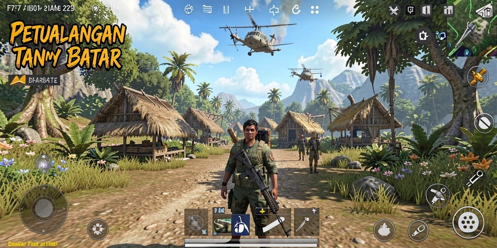 Screenshot menunjukkan karakter menjelajahi dunia Open World F7F7.