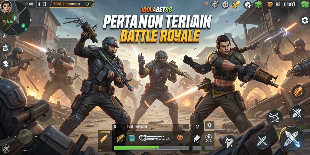 Screenshot gameplay IDOLABET88 yang menunjukkan pertempuran seru di arena Battle Royale.