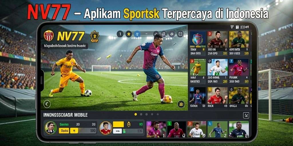 Screenshot NV77 menampilkan fitur taruhan olahraga yang lengkap.