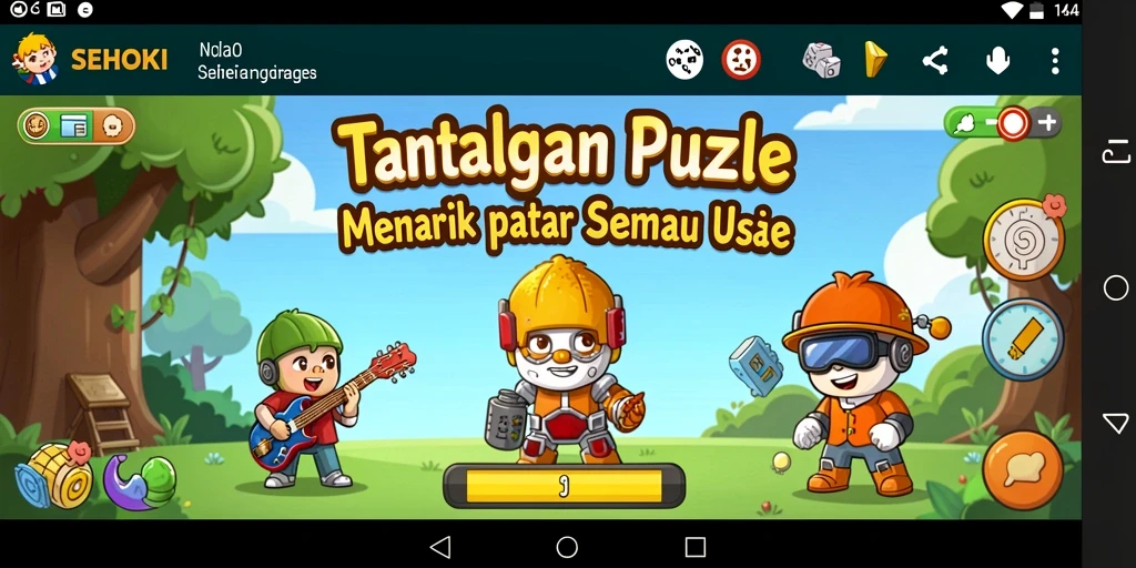 Tampilan gameplay SEHOKI yang penuh warna dan seru.