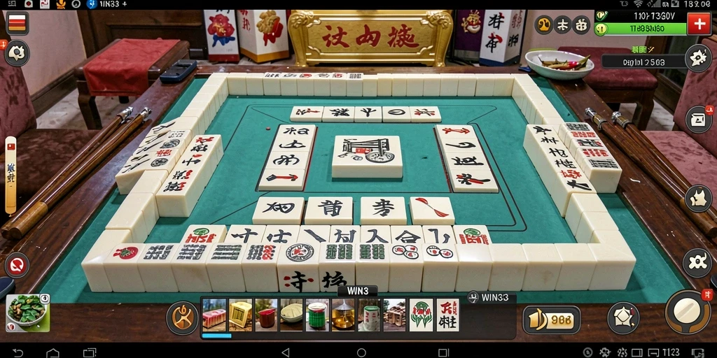 Screenshot gameplay WIN33 yang menunjukkan keseruan bermain Mahjong.